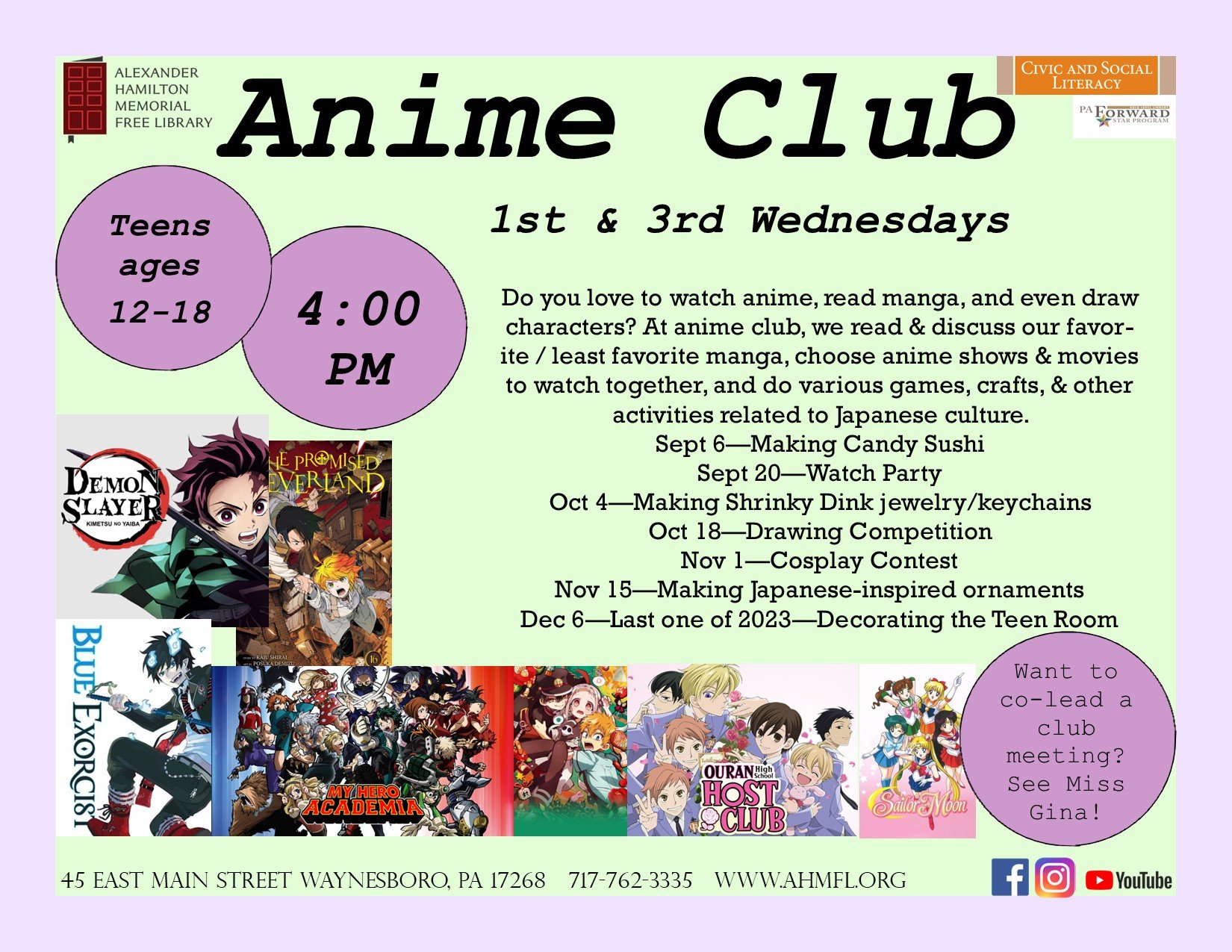 Anime Club — Alexander Hamilton Memorial Free Library